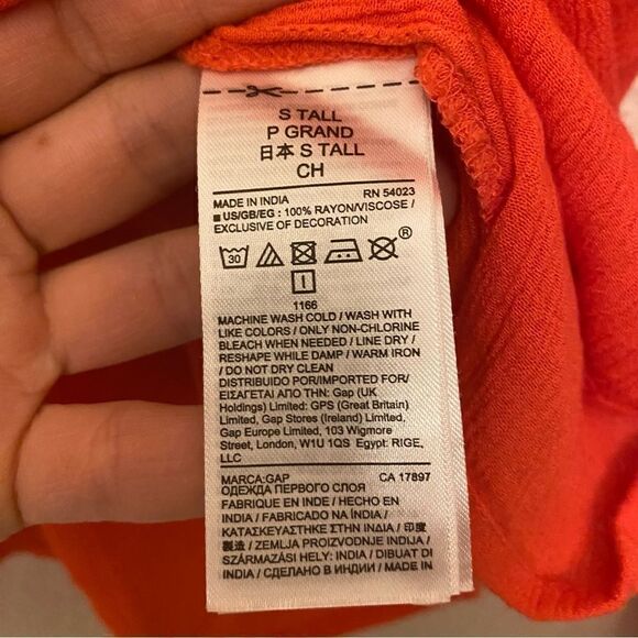Gap Orange 100% rayon muslin long sleeve boho blouse -S Tall - Picture 3 of 7